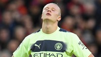 Ini adalah kekalahan perdana Haaland sejak berkarier di Premier League pada musim panas 2022. (Foto: AFP via Getty Images/OLI SCARFF)