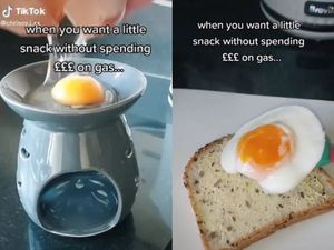 Nyeleneh! Wanita Ini Masak Telur Ceplok Pakai Tungku Lilin agar Hemat Gas