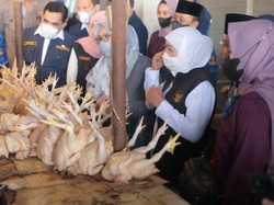 Pesan Khofifah Usai Cek Harga Telur-Beras Naik di Pasar Baru Gresik