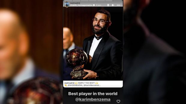 Khabib Nurmagomedov puji Karim Benzema usai menang Ballon d'Or 2022.