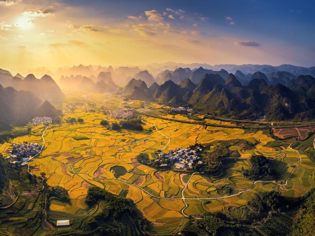 Lanskap Persawahan di China Ini Bikin Terkesima Lanskap Persawahan di China Ini Bikin Terkesima