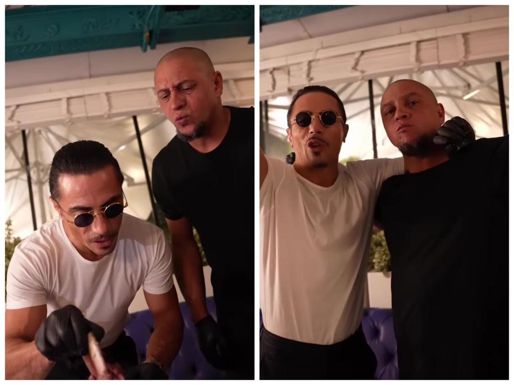 Salt Bae Melayani Roberto Carlos Menikmati Rib Steak di Restorannya Salt Bae Melayani Roberto Carlos Menikmati Rib Steak di Restorannya