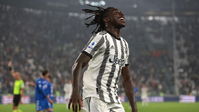 TURIN, ITALY - OCTOBER 21: Moise Kean of Juventus reacts during the Serie A match between Juventus and Empoli FC at Allianz Stadium on October 21, 2022 in Turin, Italy. (Photo by Jonathan Moscrop/Getty Images)
