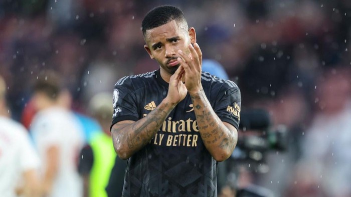 SOUTHAMPTON, ENGLAND - OCTOBER 23: Gabriel Jesus of Arsenal after his sides 1-1 draw during the Premier League match between Southampton FC and Arsenal FC at Friends Provident St. Marys Stadium on October 23, 2022 in Southampton, England. (Photo by Robin Jones/Getty Images)