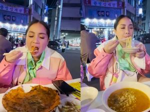 Momen Nagita Slavina Jajan Odeng dan Ramyeon di Myeongdong-Korea Momen Nagita Slavina Jajan Odeng dan Ramyeon di Myeongdong-Korea