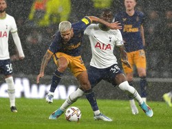 Pada pertandingan di Tottenham Hotspur Stadium, Minggu (23/10/2022) malam WIB, Newcastle unggul dua gol di babak pertama. AP/Frank Augstein