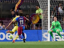 Kali terakhir gawang Barca bobol di partai kandang LaLiga adalah ketika kalah 0-2 dari Villarreal pada bulan Mei lalu. Foto: AFP via Getty Images/JOSEP LAGO