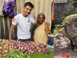 Mulia! Pria Ini Bantu Nenek Pemulung untuk Jualan Sayuran