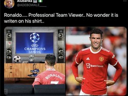 Ronaldo bukan cuma team viewer untuk rekan-rekannya di MU. Ia pun harus rela hanya pemirsa ajang Liga Champions. Foto: dok. Twitter