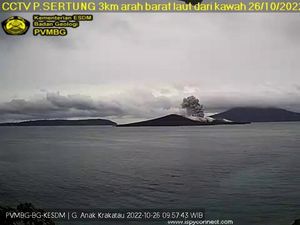 2 Kali Erupsi, Tinggi Kolom Abu Gunung Anak Krakatau Capai 457 Meter