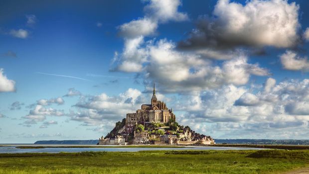 Approaching Saint Michael's Mount, Normandy, France