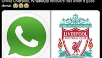 Tapi WhatsApp down tidak bertahan lama karena layanan itu lantas sudah up lagi. Nah, tinggal Liverpool nih yang masih down. Dengan Ajax menanti di Liga Champions, Liverpool jangan kelamaan down! Foto: dok. Twitter