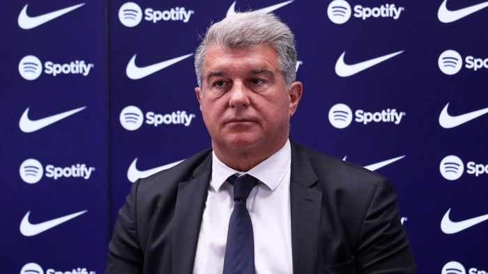 Joan Laporta during the presentation of Frank Kessie as a new player of FC Barcelona, in Barcelona, on 06th July 2022. 
 -- (Photo by Urbanandsport/NurPhoto via Getty Images)