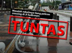 Before After Perbaikan Robohnya Tiang Pelican Crossing di Sudirman