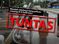 Before After Perbaikan Robohnya Tiang Pelican Crossing di Sudirman