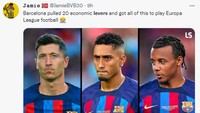 Deretan pemain top yang didatangkan lewat tuas ekonomi rupanya cuma bisa membawa Barcelona ke Liga Malam Jumat. (Foto: Twitter)