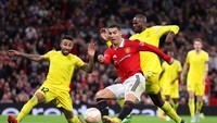 Cristiano Ronaldo cetak satu gol dalam kemenangan Manchester United atas Sheriff di lanjutan Liga Europa, Jumat (28/10) dini hari WIB (Getty Images)