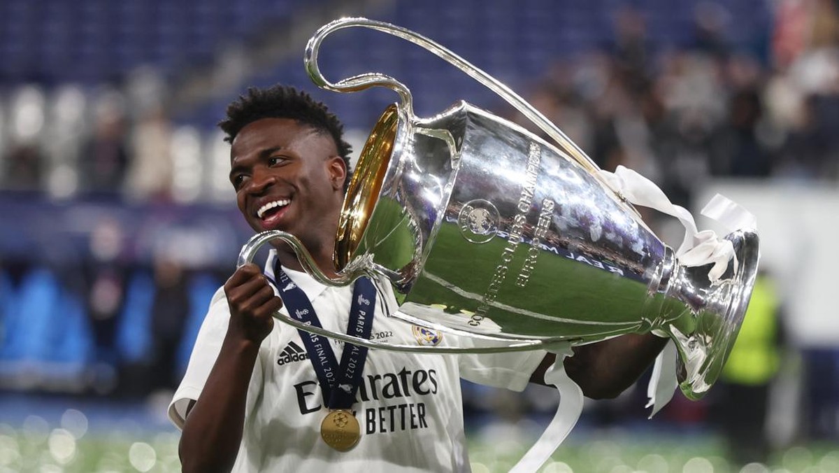 Winger Real Madrid Vinicius Junior membidik lebih banyak gelar Liga Champions di masa depan. (Foto: Getty Images/Matthew Ashton - AMA)