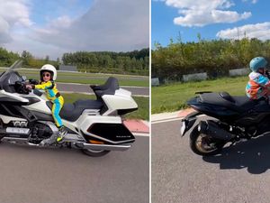 Kaki Belum Sampai Tanah, Bocil 3 Tahun Ini Bawa Trail, TMAX, sampai Gold Wing