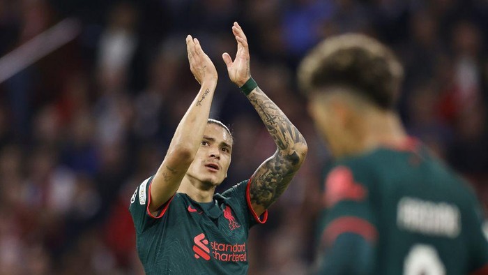 AMSTERDAM - Darwin Nunez of Liverpool FC during the UEFA Champions League Group A match between Ajax Amsterdam and Liverpool FC at the Johan Cruijff ArenA on October 26, 2022 in Amsterdam, Netherlands. ANP MAURICE VAN STEEN (Photo by ANP via Getty Images)