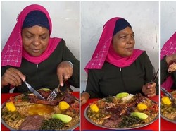 Tak Biasa Makan Pakai Pisau Garpu, Wanita Ini Makan Pakai Tangan di Restoran