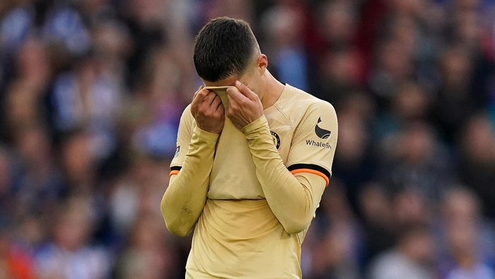 Chelseas Kai Havertz reacts during the Premier League match at the Amex Stadium, Brighton. Picture date: Saturday October 29, 2022. (Photo by Adam Davy/PA Images via Getty Images)