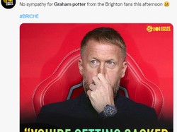 Fans Brigthon di Amex Stadium bahkan menyanyikan yel-yel Graham Potter bakal dipecat Chelsea. Ya ampun! (Foto: Twitter)