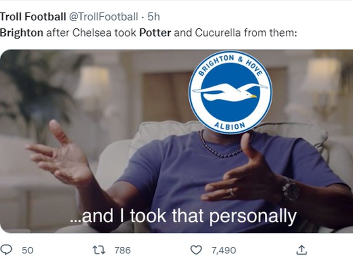 Meme Graham Potter dikalahkan tim mantan, Brighton.