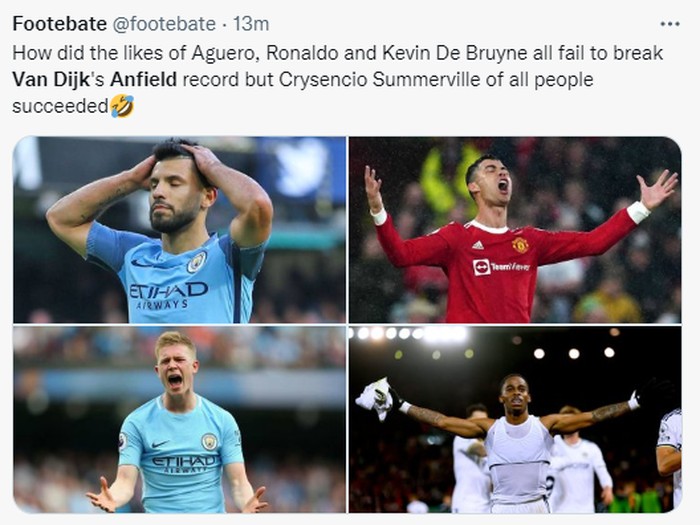 Meme Virgil van Dijk tumbang juga di Anfield.