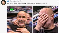 Rekor tak terkalahkan Van Dijk di Anfield dalam 70 pertandingan liga akhirnya harus terhenti. (Foto: Twitter)