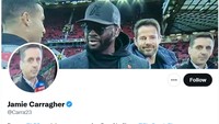 Jamie Carragher yang merupakan eks Liverpool sampai-sampai mengubah profil Twitter-nya dengan wajah masam Gary Neville (Screenshot)