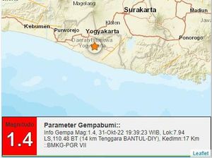Gempa Darat M 1,4 Goyang Bantul