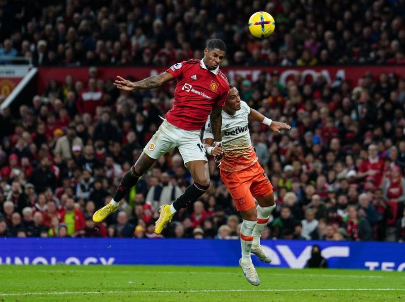 Manchester United's Marcus Rashford scores their side's first goal of the game during the Premier League match at Old Trafford, Manchester. Picture date: Sunday October 30, 2022. (Photo by David Davies/PA Images via Getty Images)