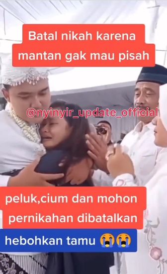 Unggahan viral di media sosial, seorang pengantin pria memeluk seorang wanita bikin heboh warganet.