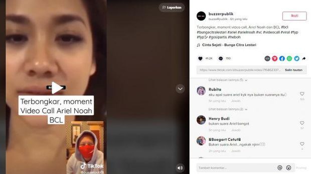 Video lawas diduga Bunga Citra Lestari dan Ariel NOAH.