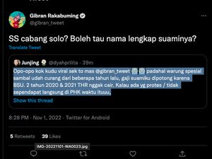 Gibran Respons Netizen Sambat BSU Waroeng SS Disunat