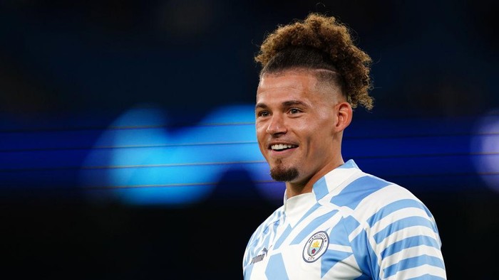 Manchester Citys Kalvin Phillips warming up ahead of the UEFA Champions League Group G match at the Etihad Stadium, Manchester. Picture date: Wednesday September 14, 2022. (Photo by Martin Rickett/PA Images via Getty Images)