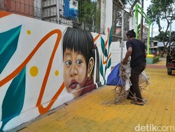 Wajah Anak Bobby Nasution Dijadikan Mural di Taman Gajah Mada Medan