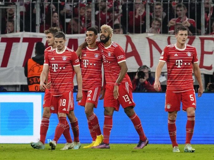 MUNICH, GERMANY - 1 November: Eric Maxim Choupo-Moting (13) Centre-Forward of Bayern Munich and Cameroon celebrates after scoring his sides first goal during the UEFA Champions League group C match between FC Bayern Munchen and FC Internazionale at Allianz Arena on November 1, 2022 in Munich, Germany. (Photo by Jose Hernandez/Anadolu Agency via Getty Images)