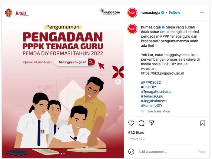 Lowongan kerja PPPK tenaga guru dan kesehatan di Jogja.