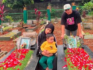 Fuji Ultah, Sampaikan Pesan Haru di Makam Vanessa Angel dan Bibi