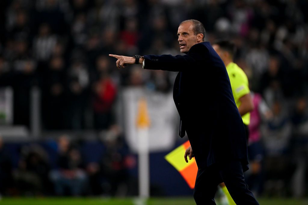Juventus' Italian midfielder Manuel Locatelli reacts during the UEFA Champions League 1st round day 6 group H football match between Juventus Turin and Paris Saint-Germain (PSG) at the Juventus stadium in Turin on November 2, 2022. (Photo by Filippo MONTEFORTE / AFP) (Photo by FILIPPO MONTEFORTE/AFP via Getty Images)