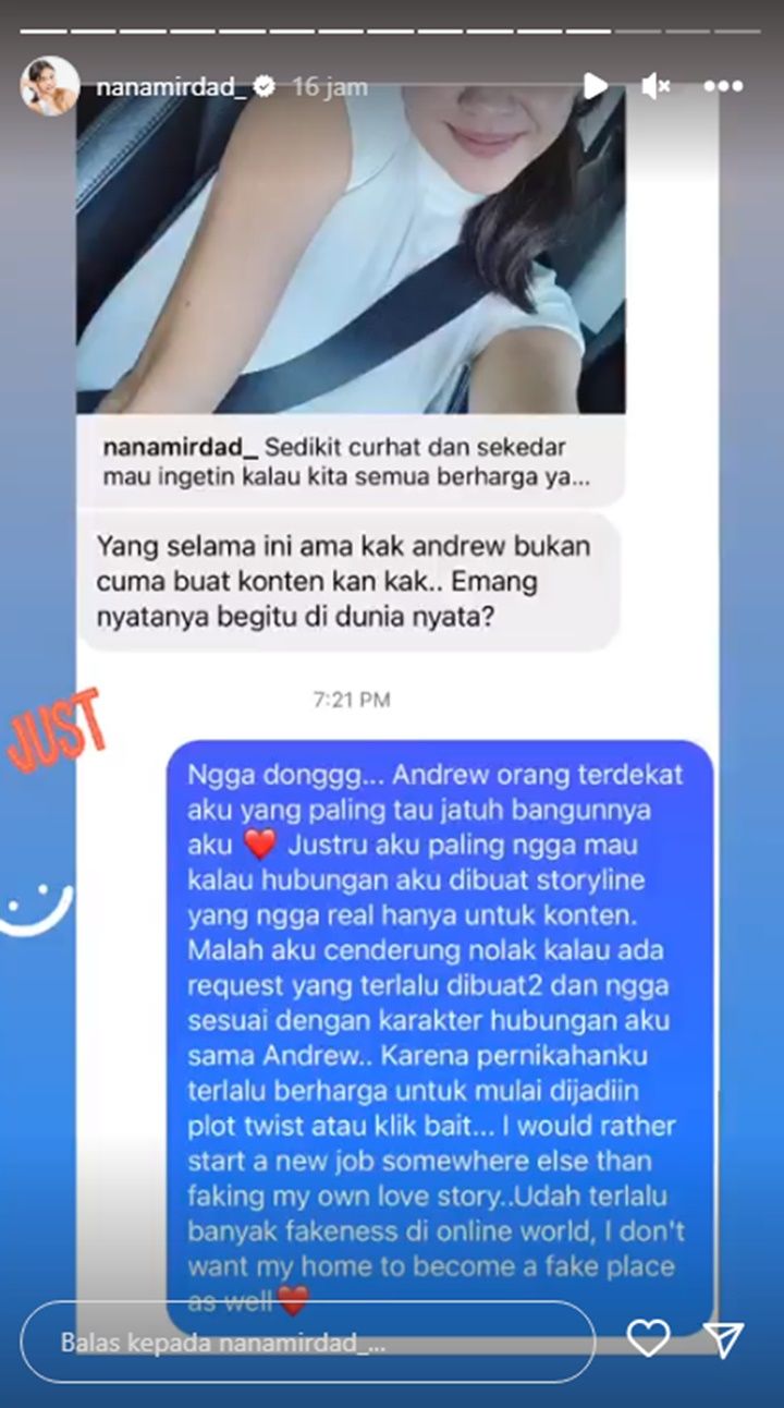 Unggahan Nana Mirdad.