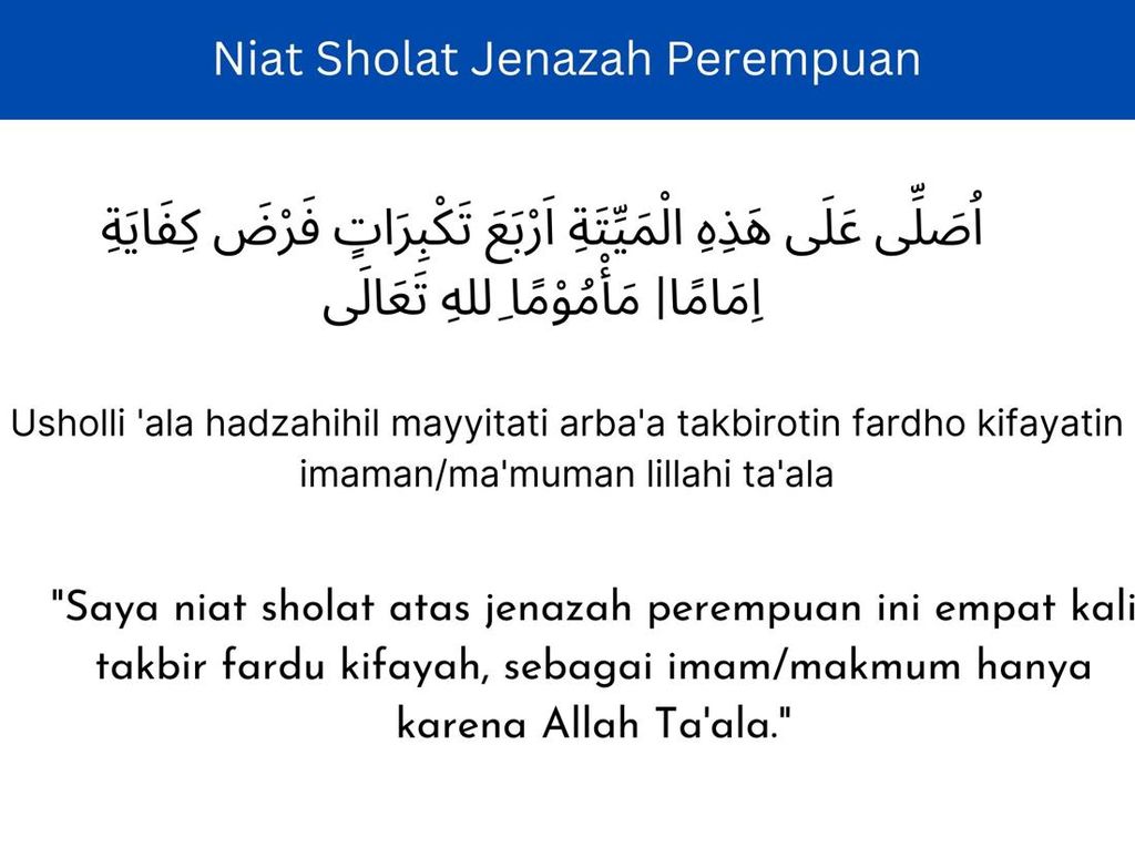 Niat Sholat Jenazah Perempuan Lengkap dengan Tata Caranya Niat Sholat Jenazah Perempuan Lengkap dengan Tata Caranya