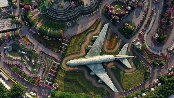 Wih..Ada Pesawat di Taman Bunga Dubai, Lihat Nih