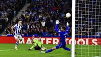 itu adalah gol pertama Garnacho di MU. Foto: AP/Alvaro Barrientos