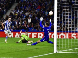 itu adalah gol pertama Garnacho di MU. Foto: AP/Alvaro Barrientos