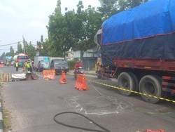 Jembatan Plaosan Babat-Lamongan Ambles gegara Ujung Girder Anjlok