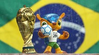 Fuleco si Armadilo meramaikan Piala Dunia 2014 di Brasil dengan kehadirannya.  Foto: FIFA via Getty Images/Clive Mason - FIFA
