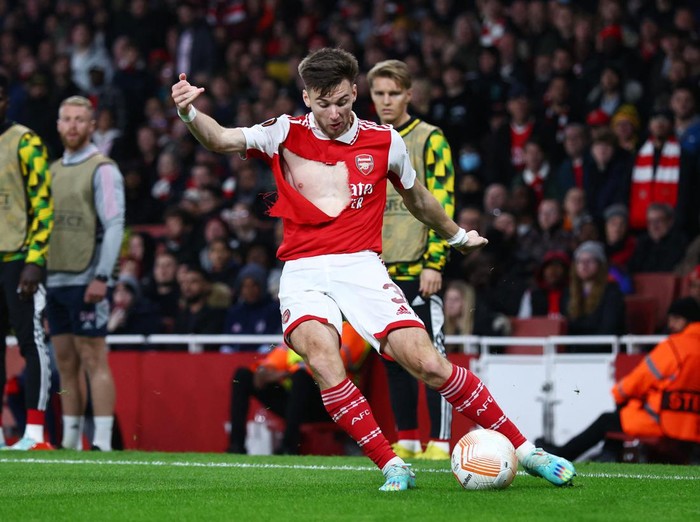 Soccer Football - Europa League - Group A - Arsenal v FC Zurich - Emirates Stadium, London, Britain - November 3, 2022   Arsenal's Kieran Tierney in action REUTERS/David Klein